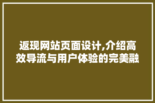返现网站页面设计,介绍高效导流与用户体验的完美融合