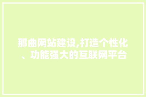 那曲网站建设,打造个性化、功能强大的互联网平台