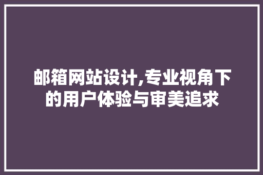 邮箱网站设计,专业视角下的用户体验与审美追求