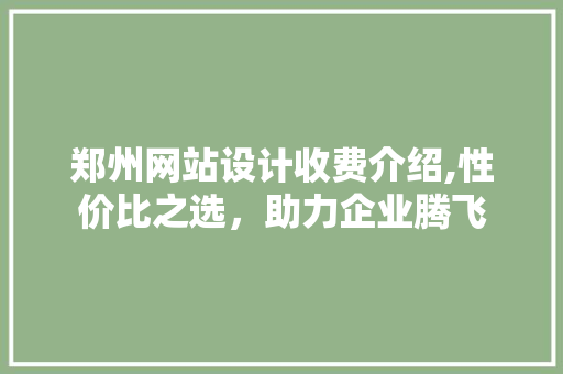 郑州网站设计收费介绍,性价比之选，助力企业腾飞