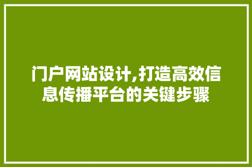 门户网站设计,打造高效信息传播平台的关键步骤