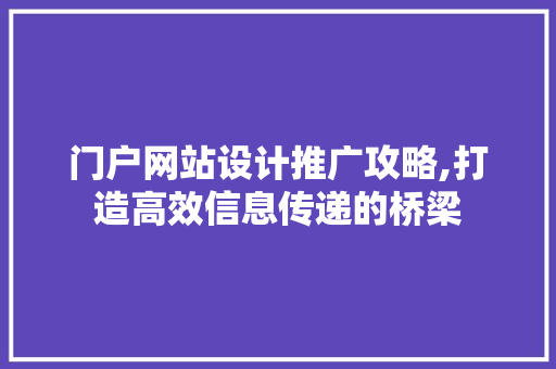 门户网站设计推广攻略,打造高效信息传递的桥梁