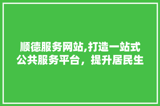 顺德服务网站,打造一站式公共服务平台，提升居民生活品质