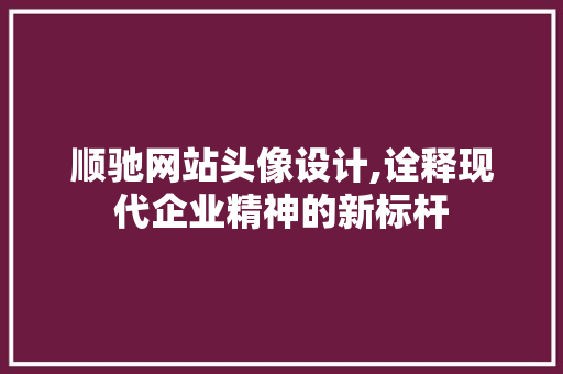顺驰网站头像设计,诠释现代企业精神的新标杆