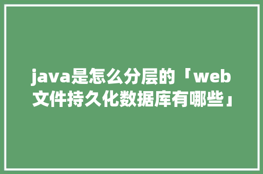 java是怎么分层的「web文件持久化数据库有哪些」 java是怎么分层的「web文件持久化数据库有哪些」 服务器/数据库