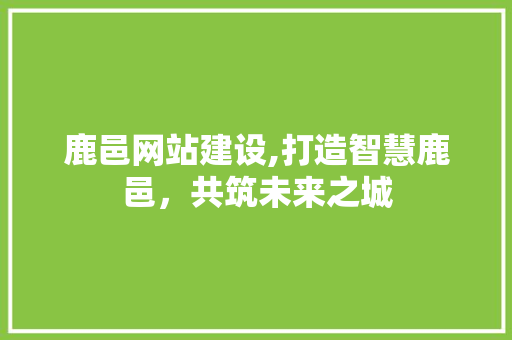 鹿邑网站建设,打造智慧鹿邑，共筑未来之城