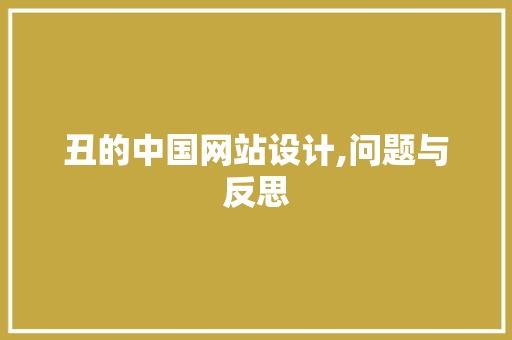 丑的中国网站设计,问题与反思