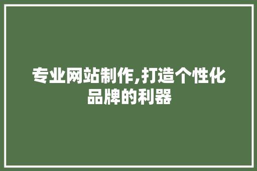 专业网站制作,打造个性化品牌的利器 专业网站制作,打造个性化品牌的利器 建站教程