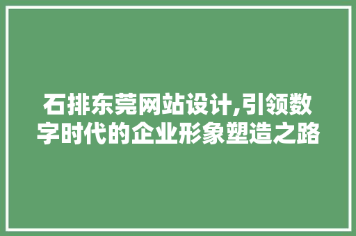 石排东莞网站设计,引领数字时代的企业形象塑造之路 石排东莞网站设计,引领数字时代的企业形象塑造之路 SEO教程