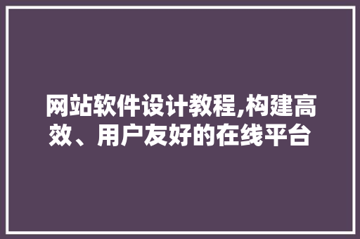 网站软件设计教程,构建高效、用户友好的在线平台