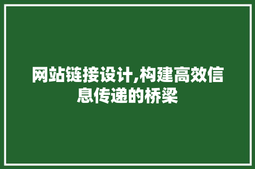 网站链接设计,构建高效信息传递的桥梁