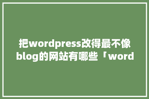 把wordpress改得最不像blog的网站有哪些「wordpress教程 全套」 把wordpress改得最不像blog的网站有哪些「wordpress教程 全套」 Web前端