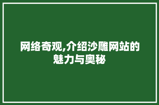 网络奇观,介绍沙雕网站的魅力与奥秘
