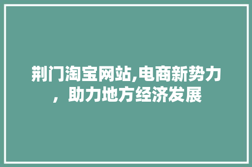 荆门淘宝网站,电商新势力，助力地方经济发展