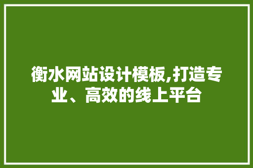 衡水网站设计模板,打造专业、高效的线上平台