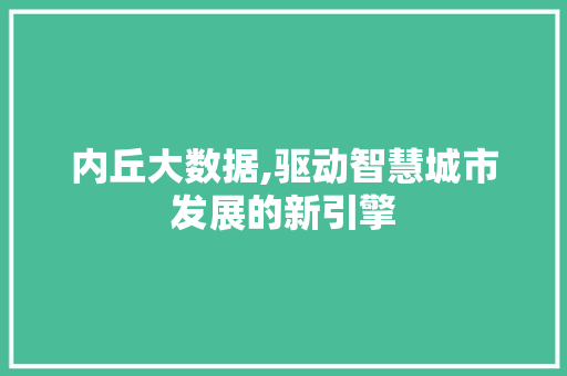 内丘大数据,驱动智慧城市发展的新引擎