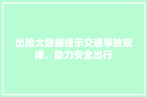 出险大数据提示交通事故规律，助力安全出行
