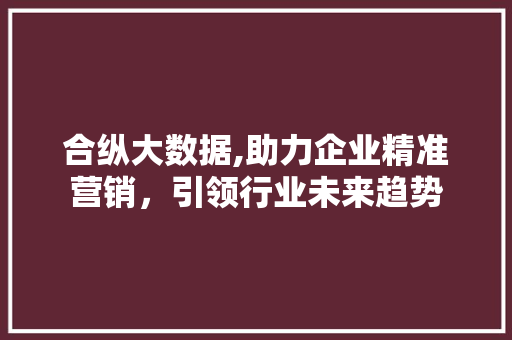 合纵大数据,助力企业精准营销，引领行业未来趋势 建站教程