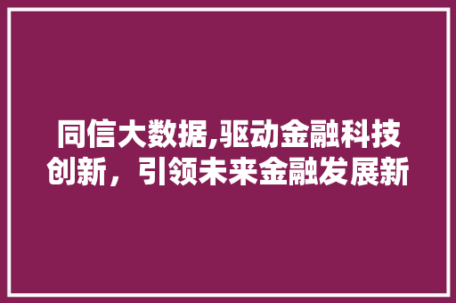 同信大数据,驱动金融科技创新，引领未来金融发展新格局 Web前端