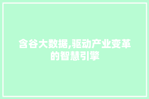 含谷大数据,驱动产业变革的智慧引擎 建站教程