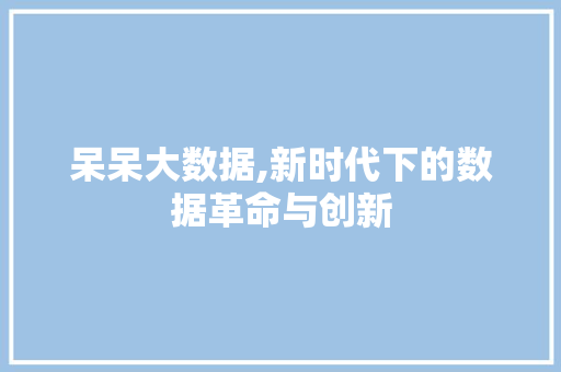 呆呆大数据,新时代下的数据革命与创新 友链在线
