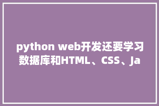 python web开发还要学习数据库和HTML、CSS、JavaScrip吗「web 数据库」 SEO教程