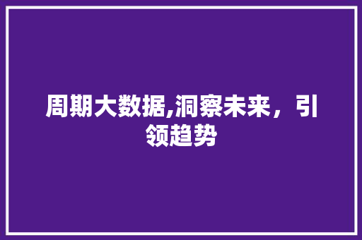 周期大数据,洞察未来，引领趋势 建站教程