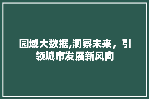 园域大数据,洞察未来，引领城市发展新风向