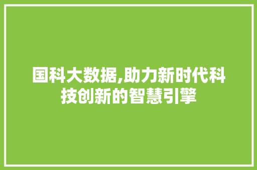 国科大数据,助力新时代科技创新的智慧引擎