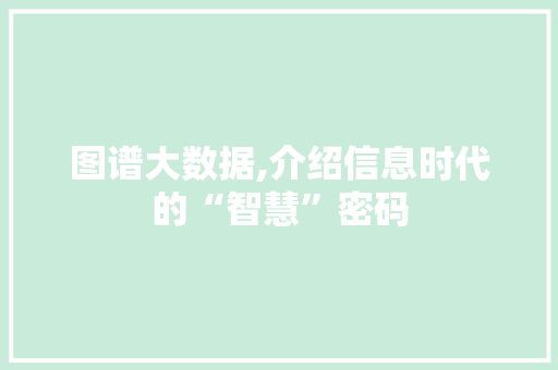 图谱大数据,介绍信息时代的“智慧”密码