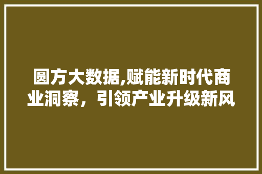 圆方大数据,赋能新时代商业洞察，引领产业升级新风向 服务器/数据库