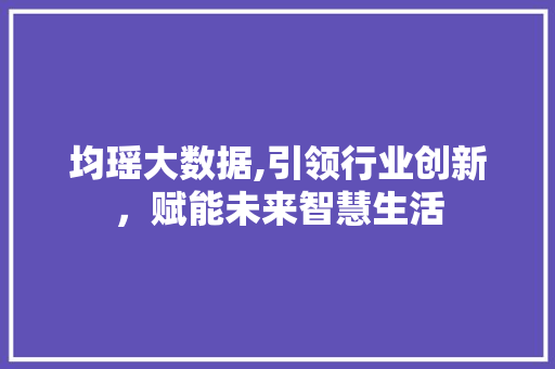均瑶大数据,引领行业创新，赋能未来智慧生活