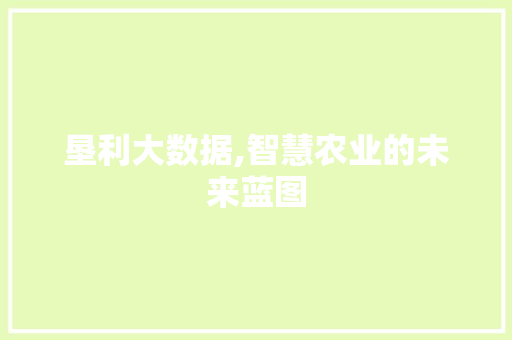 垦利大数据,智慧农业的未来蓝图