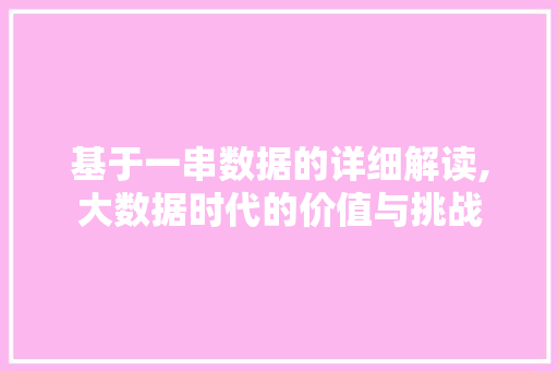 基于一串数据的详细解读,大数据时代的价值与挑战 友链在线