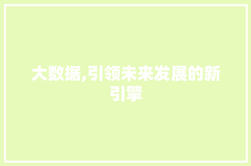 大数据,引领未来发展的新引擎