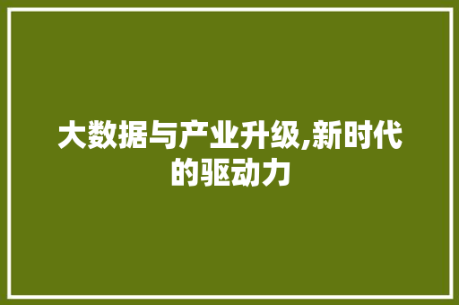 大数据与产业升级,新时代的驱动力 建站教程