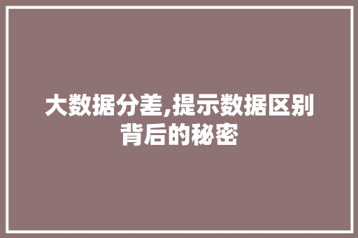 大数据分差,提示数据区别背后的秘密 建站教程