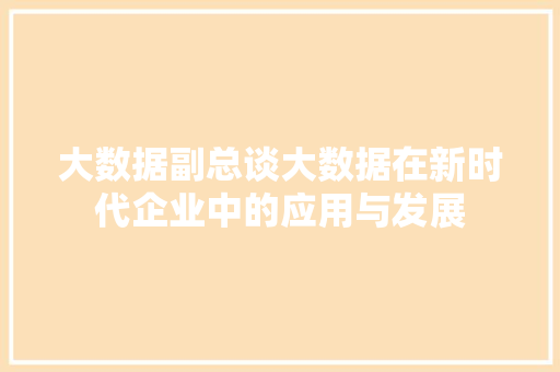 大数据副总谈大数据在新时代企业中的应用与发展 SEO教程