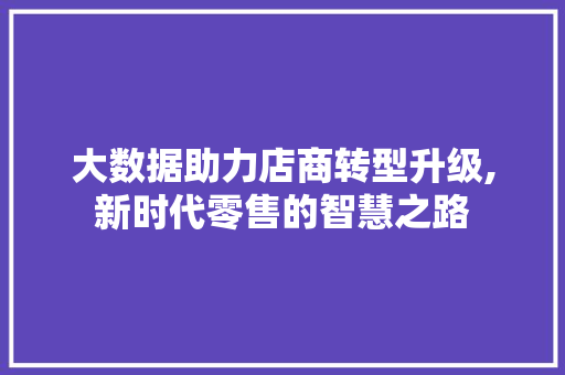 大数据助力店商转型升级,新时代零售的智慧之路