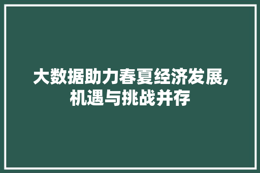 大数据助力春夏经济发展,机遇与挑战并存