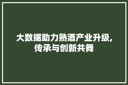 大数据助力熟酒产业升级,传承与创新共舞 服务器/数据库