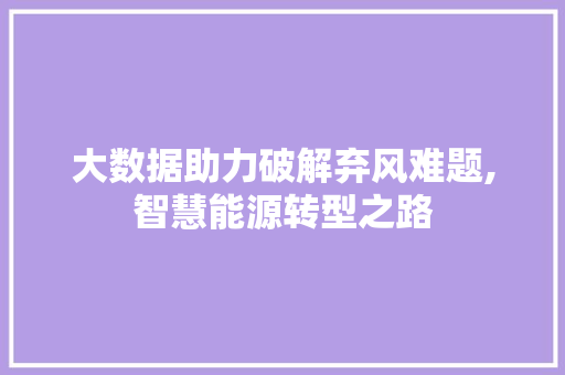 大数据助力破解弃风难题,智慧能源转型之路 SEO教程