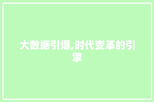 大数据引爆,时代变革的引擎
