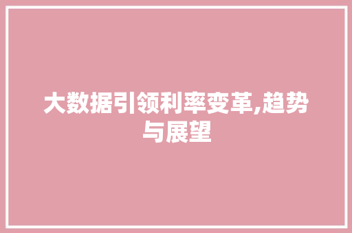 大数据引领利率变革,趋势与展望