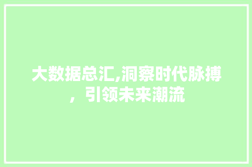 大数据总汇,洞察时代脉搏，引领未来潮流