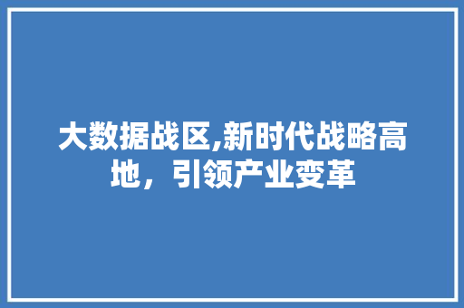 大数据战区,新时代战略高地，引领产业变革