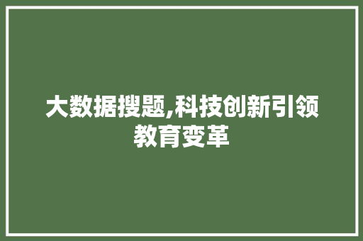 大数据搜题,科技创新引领教育变革