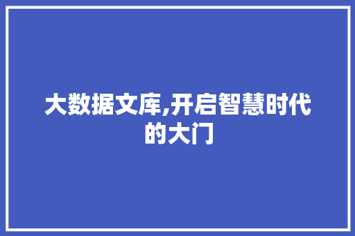 大数据文库,开启智慧时代的大门