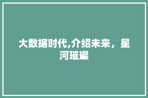 大数据时代,介绍未来，星河璀璨