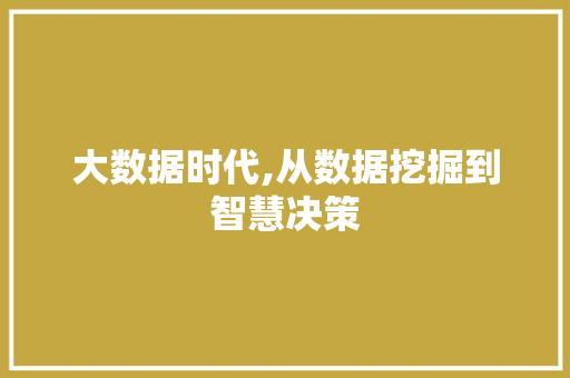 大数据时代,从数据挖掘到智慧决策